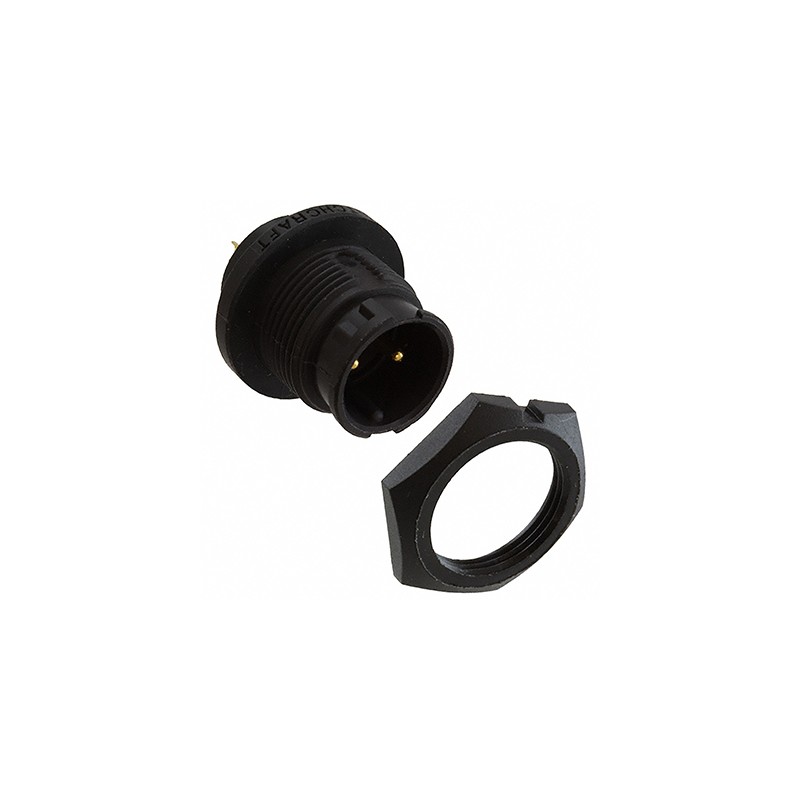 1 pcs - Switchcraft Circular Connector, 2 Contacts, Panel Mount, Socket, Male, IP68, EN3 Series
