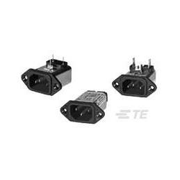 1 pcs - TE Connectivity 10A, 250 V ac Male Flange Mount IEC Inlet Filter 10EEA1