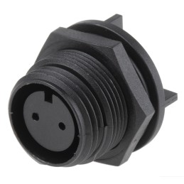 1 pcs - Bulgin Circular Connector, 2 Contacts, PCB Mount, Miniature Connector, Socket, Female, IP68, Buccaneer 400 Series