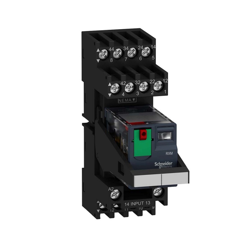 1 pcs - Schneider Electric Harmony Relay RXM Series Interface Relay, DIN Rail Mount, 230V ac Coil, 4PDT, 4-Pole