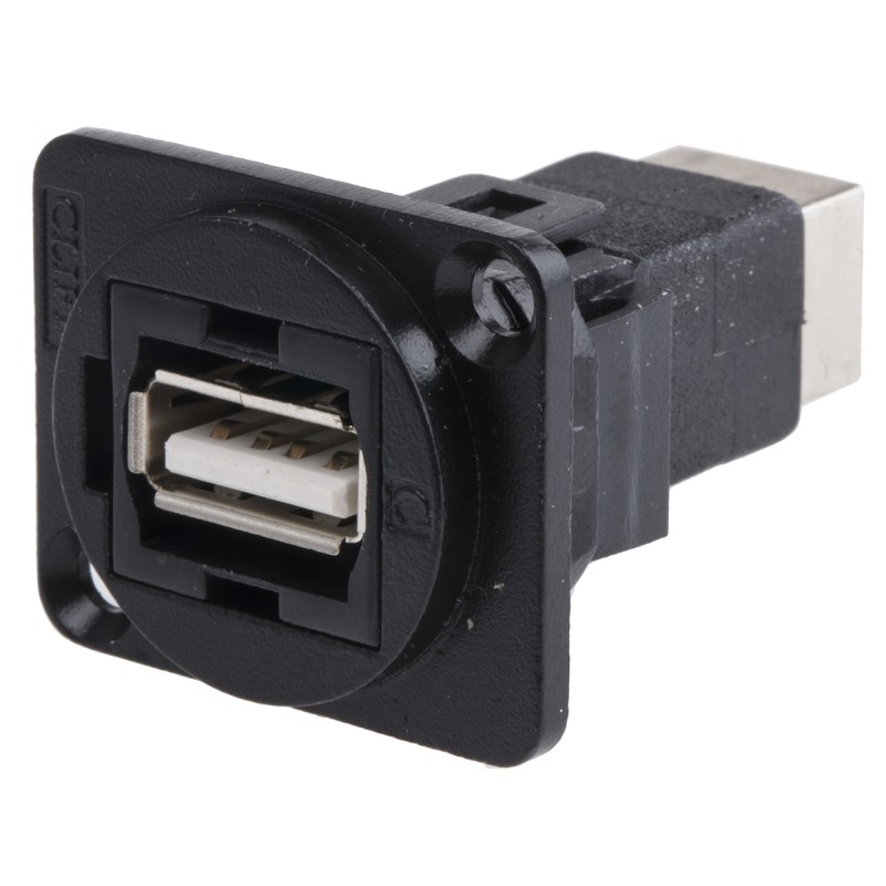 1 pcs - RS PRO Straight, Panel Mount, Socket Type A to B 2.0 USB Connector