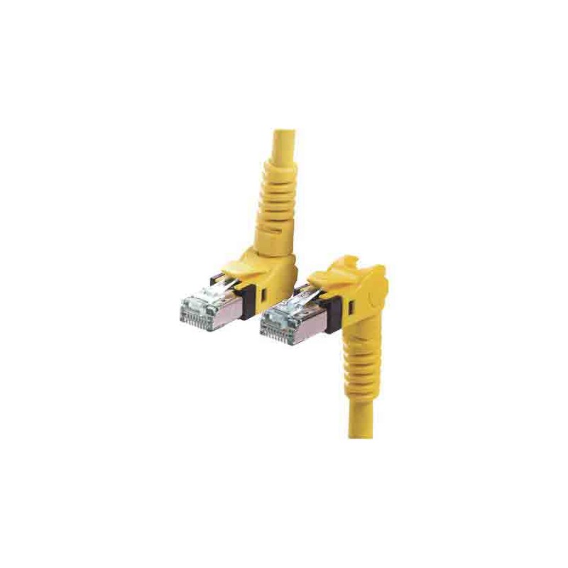 1 pcs - HARTING Cat6a All Directions Male RJ45 to All Directions Male RJ45 Ethernet Cable, S/FTP, Yellow PUR Sheath, 0.5m,