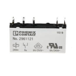 1 pcs - Phoenix Contact PCB Mount Power Relay, 24V dc Coil, 6A Switching Current, SPDT