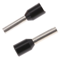 200 pcs - TE Connectivity Insulated Crimp Bootlace Ferrule, 8mm Pin Length, 1.7mm Pin Diameter, 1.5mm² Wire Size, Black