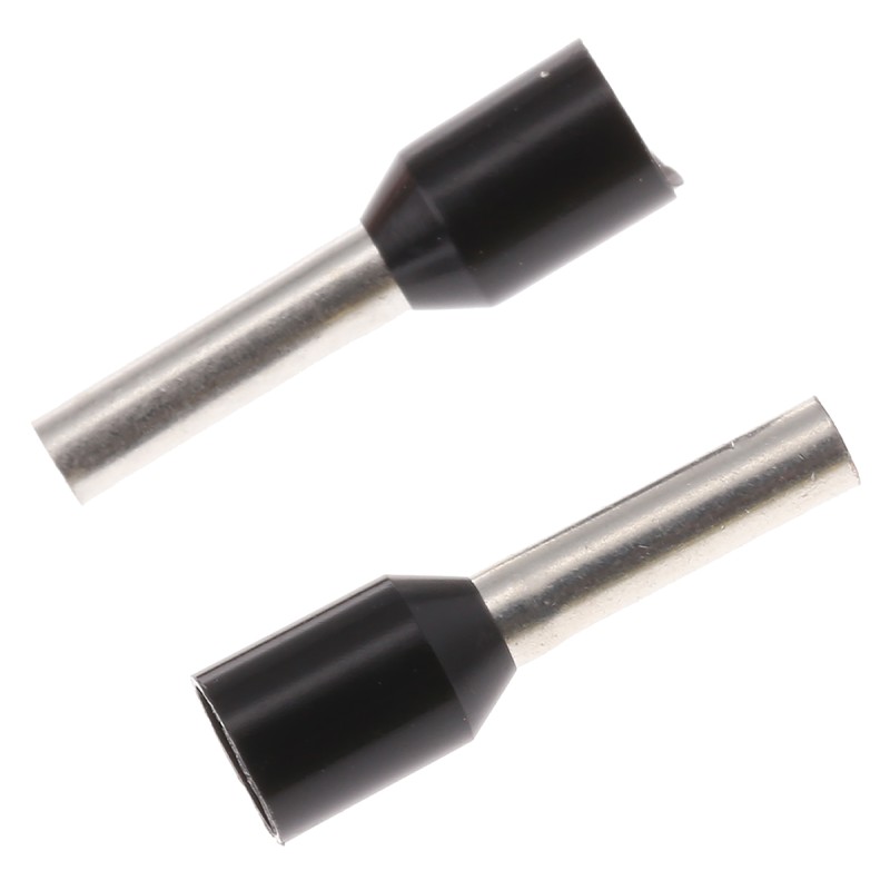 200 pcs - TE Connectivity Insulated Crimp Bootlace Ferrule, 8mm Pin Length, 1.7mm Pin Diameter, 1.5mm² Wire Size, Black