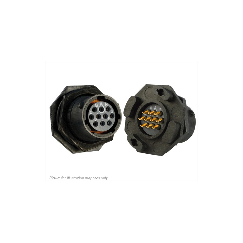 1 pcs - Souriau Circular Connector, 10 Contacts, Panel Mount, Plug, Female, IP68, IP69K, UTS Series