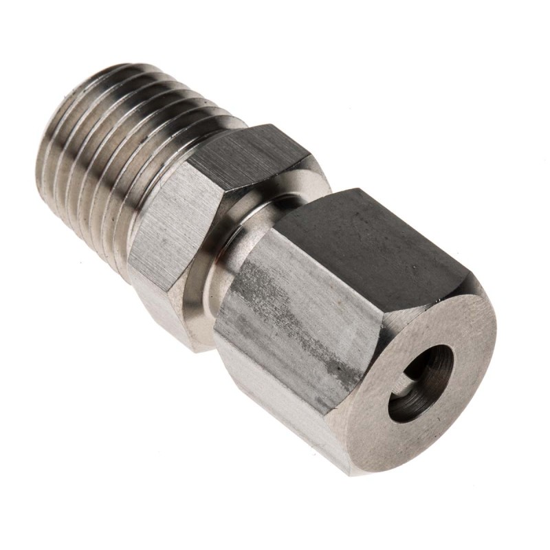 1 pcs - RS PRO Thermocouple Compression Fitting for Use with Thermocouple, 1/4 BSPT, 6mm Probe, RoHS Compliant Standard
