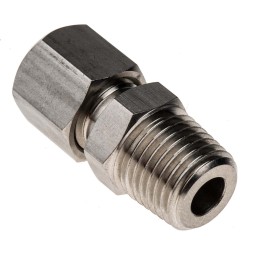 1 pcs - RS PRO Thermocouple Compression Fitting for Use with Thermocouple, 1/4 BSPT, 6mm Probe, RoHS Compliant Standard