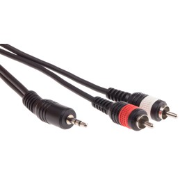 1 pcs - RS PRO Male 3.5mm Stereo Jack to Male RCA x 2 Aux Cable, Black, 10m