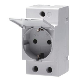 1 pcs - ABB Grey 1 Gang Plug Socket, 16A, Type F - German Schuko, Indoor Use