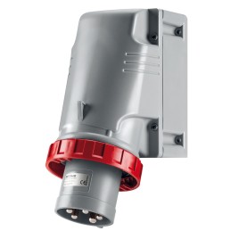 1 pcs - Scame IP67 Red Wall Mount 3P + E Industrial Power Plug, Rated At 125A, 415 V