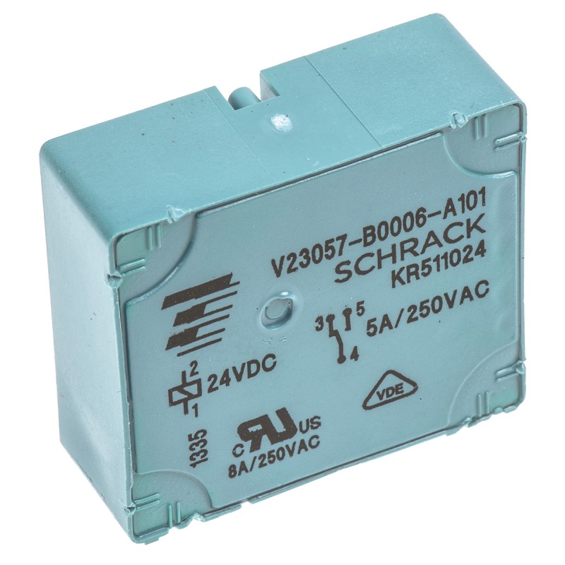 1 pcs - TE Connectivity PCB Mount Power Relay, 24V dc Coil, 5A Switching Current, SPDT