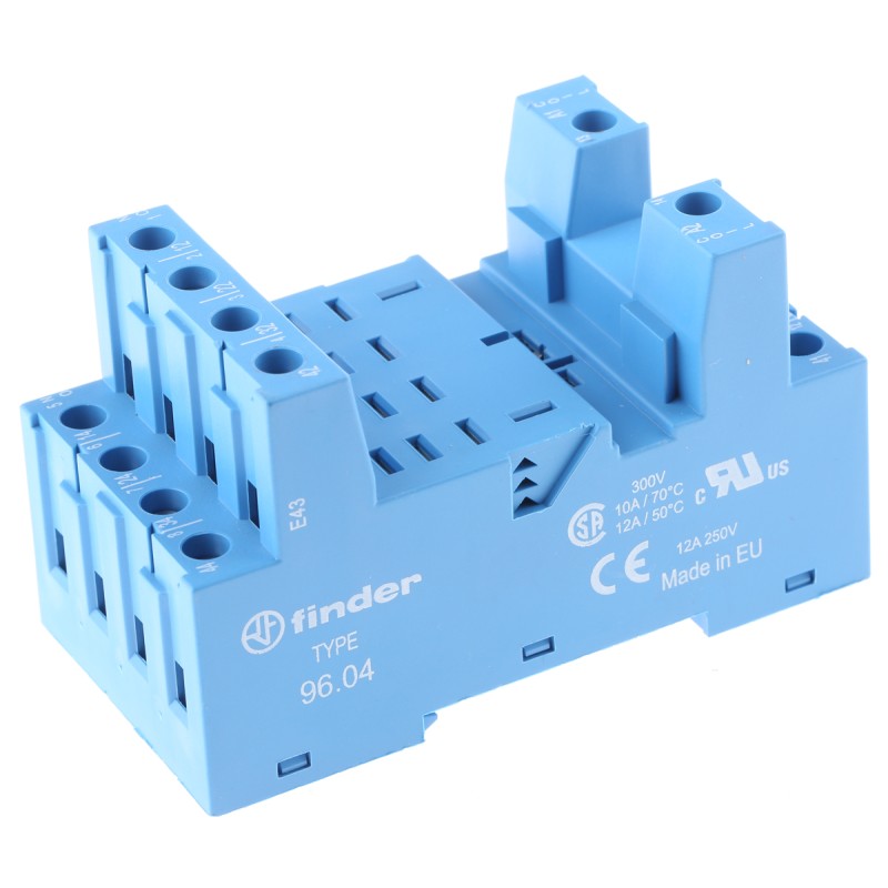 1 pcs - Finder 96 14 Pin 250V ac DIN Rail Relay Socket, for use with 56.34