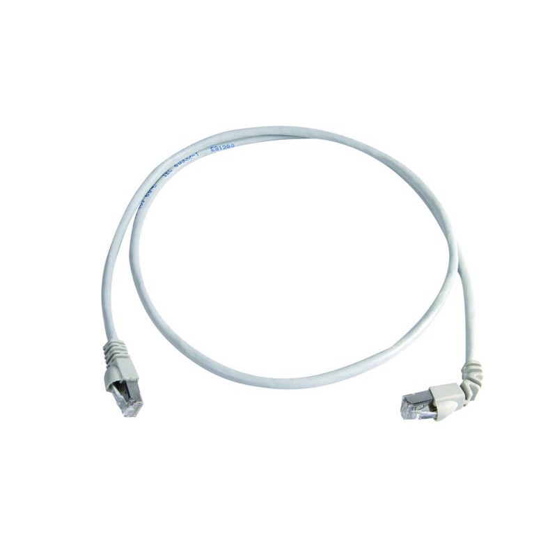 1 pcs - Telegartner Cat6a Right Angle Male RJ45 to Male RJ45 Ethernet Cable, S/FTP, White LSZH Sheath, 0.5m