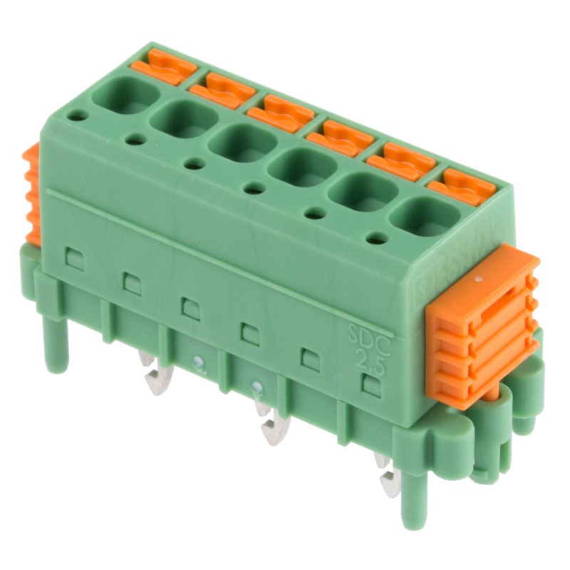 1 pcs - Phoenix Contact SDC 2.5/ 6-PV-5.0-ZB Series PCB Terminal Block, 6-Contact, 5mm Pitch, Through Hole Mount, 1-Row, Screw