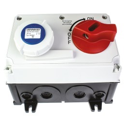1 pcs - MENNEKES Right Angle Switchable IP67 Industrial Interlock Socket 2P+E, Earthing Position 6h, 16A, 230 V