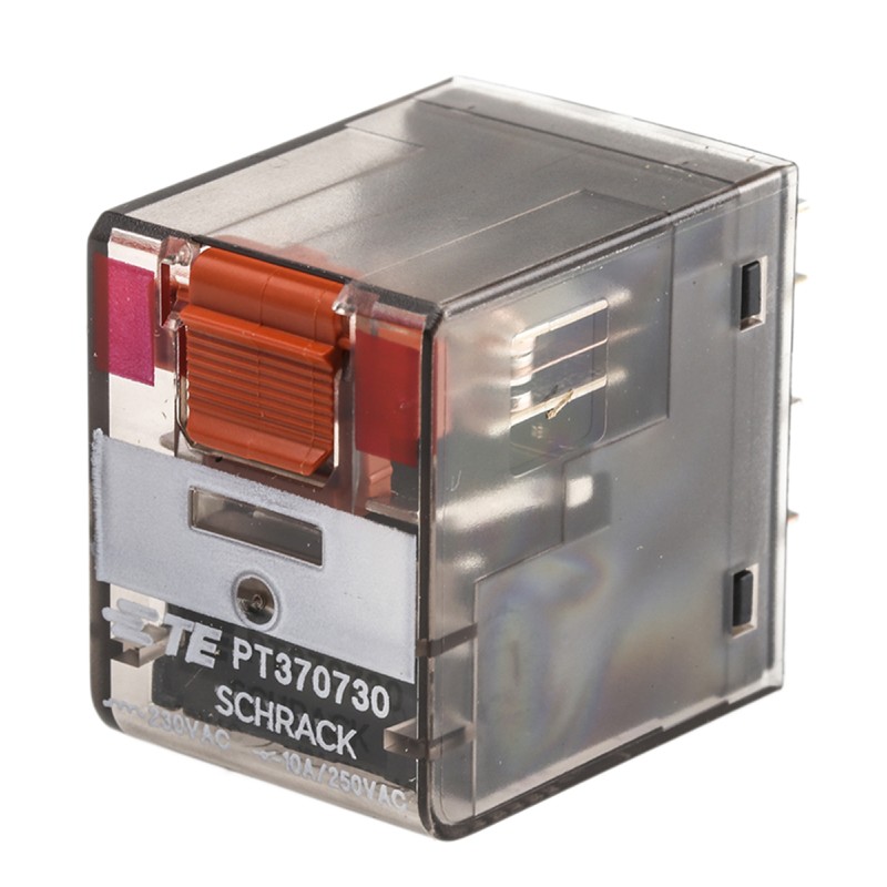 1 pcs - TE Connectivity PCB Mount Power Relay, 230V ac Coil, 10A Switching Current, 3PDT