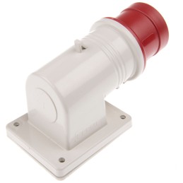 1 pcs - Scame IP44 Red Wall Mount 3P + E Right Angle Industrial Power Plug, Rated At 16A, 415 V