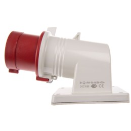 1 pcs - Scame IP44 Red Wall Mount 3P + E Right Angle Industrial Power Plug, Rated At 16A, 415 V