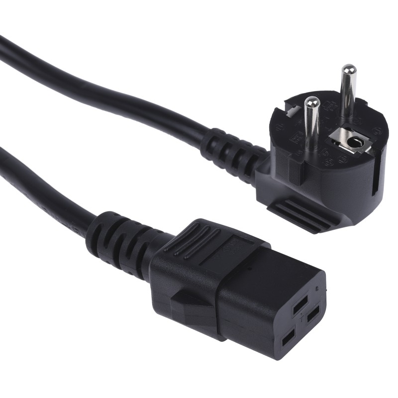 1 pcs - RS PRO IEC C19 Socket to CEE 7/7 Plug Power Cord, 2m