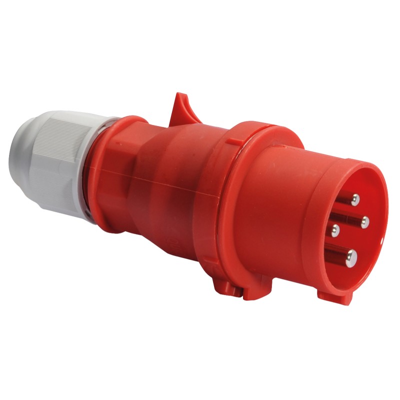 1 pcs - Bals IP44 Red Cable Mount 3P + E Industrial Power Plug, Rated At 16A, 415 V