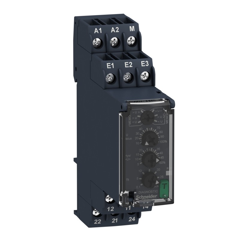 1 pcs - Schneider Electric Voltage Monitoring Relay, 1 Phase, DPDT, 15 - 500V ac/dc, DIN Rail
