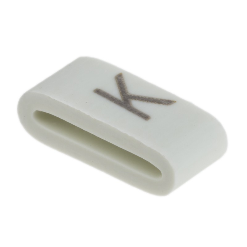 1 Bag of 100 - HellermannTyton HODS85 Slide On Cable Markers, Black on White, Pre-printed 'K', 1.8 - 6.3mm Cable