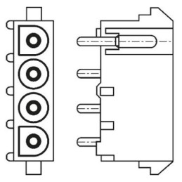 25 pcs - TE Connectivity Universal MATE-N-LOK Series Straight Through Hole PCB Socket, 3 Contact(s), 6.35mm Pitch, 1 Row(s),