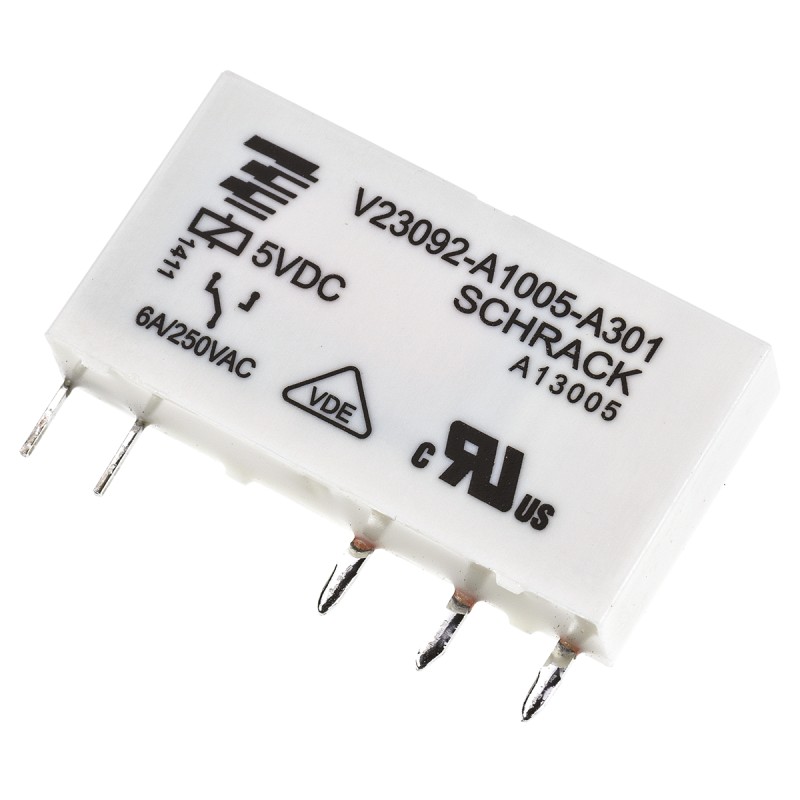 1 pcs - TE Connectivity PCB Mount Power Relay, 5V dc Coil, 6A Switching Current, SPDT