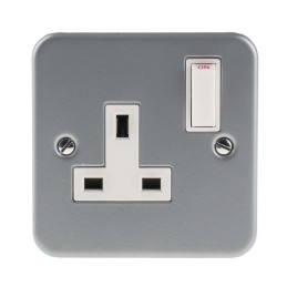 1 pcs - RS PRO Grey 1 Gang Plug Socket, 1 Pole, 13A, Type G - British, Indoor Use