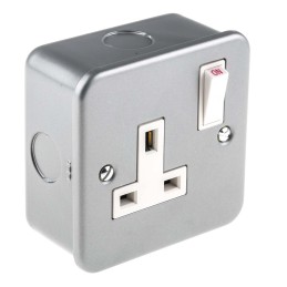 1 pcs - RS PRO Grey 1 Gang Plug Socket, 1 Pole, 13A, Type G - British, Indoor Use