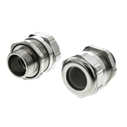 1 Bag of 5 - ABB Metallic Nickel Plated Brass Cable Gland, M25 Thread, 14mm Min, 18mm Max, IP68