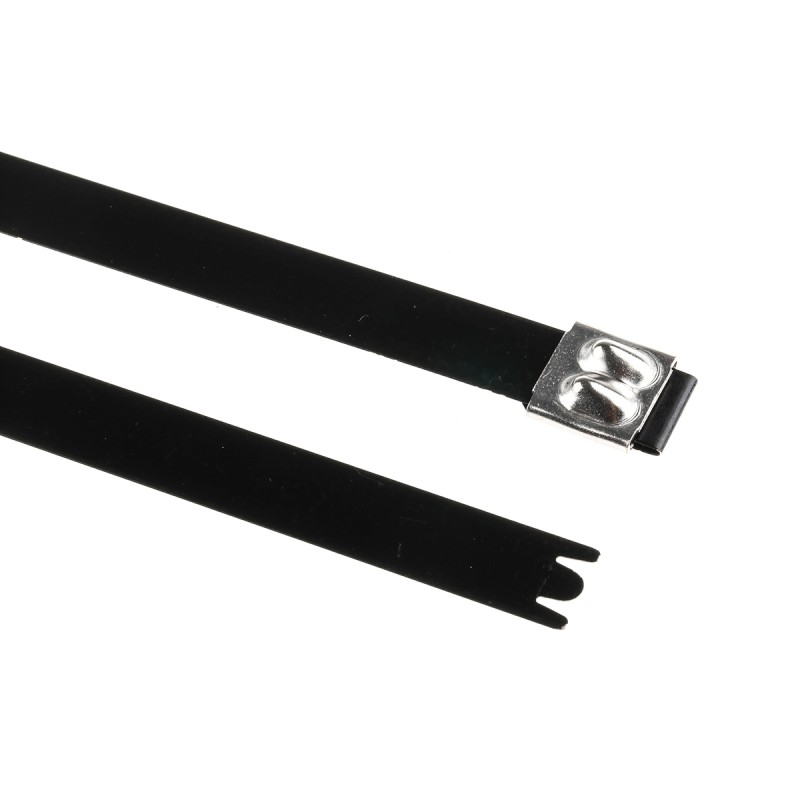 1 Bag of 50 - HellermannTyton Cable Tie, Roller Ball, 362mm x 12.3 mm, Black Polyester Coated Stainless Steel, Pk-50