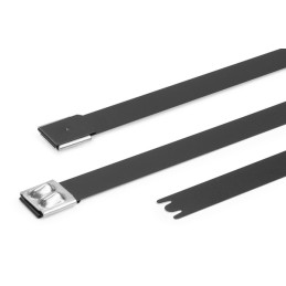 1 Bag of 50 - HellermannTyton Cable Tie, Roller Ball, 362mm x 12.3 mm, Black Polyester Coated Stainless Steel, Pk-50