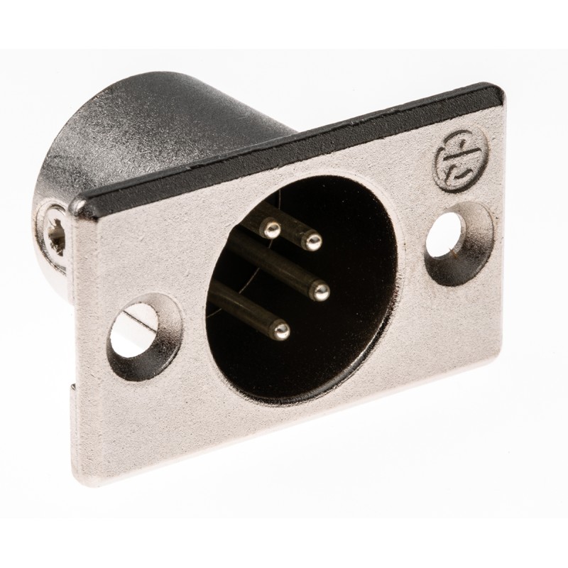 1 pcs - Neutrik Panel Mount XLR Connector, Male, 50 V, 4 Way, Silver over Nickel Plating