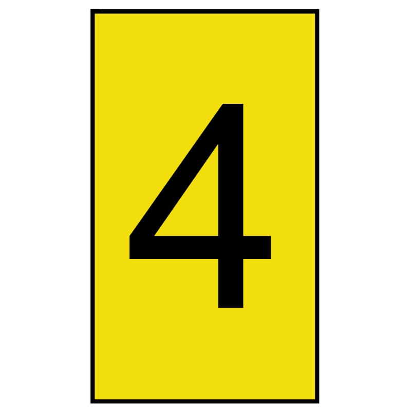 1 Bag of 500 - HellermannTyton Ovalgrip Slide On Cable Markers, Black on Yellow, Pre-printed '4', 1.8 - 6.3mm Cable