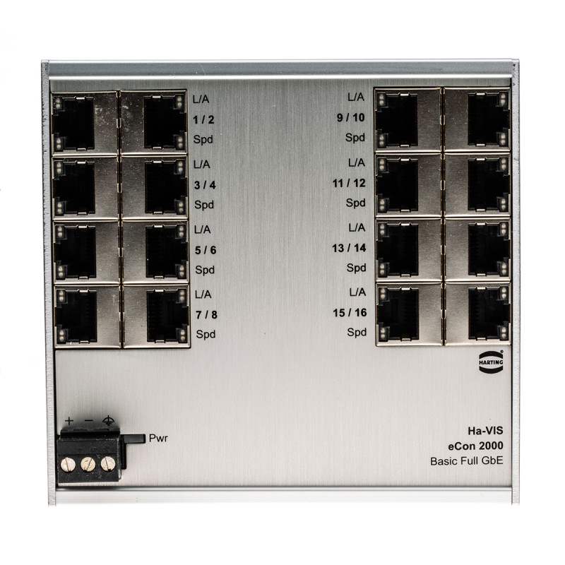 1 pcs - HARTING Ha-VIS Series DIN Rail Mount Ethernet Switch, 16 RJ45 Ports, 10/100/1000Mbit/s Transmission, 24V dc