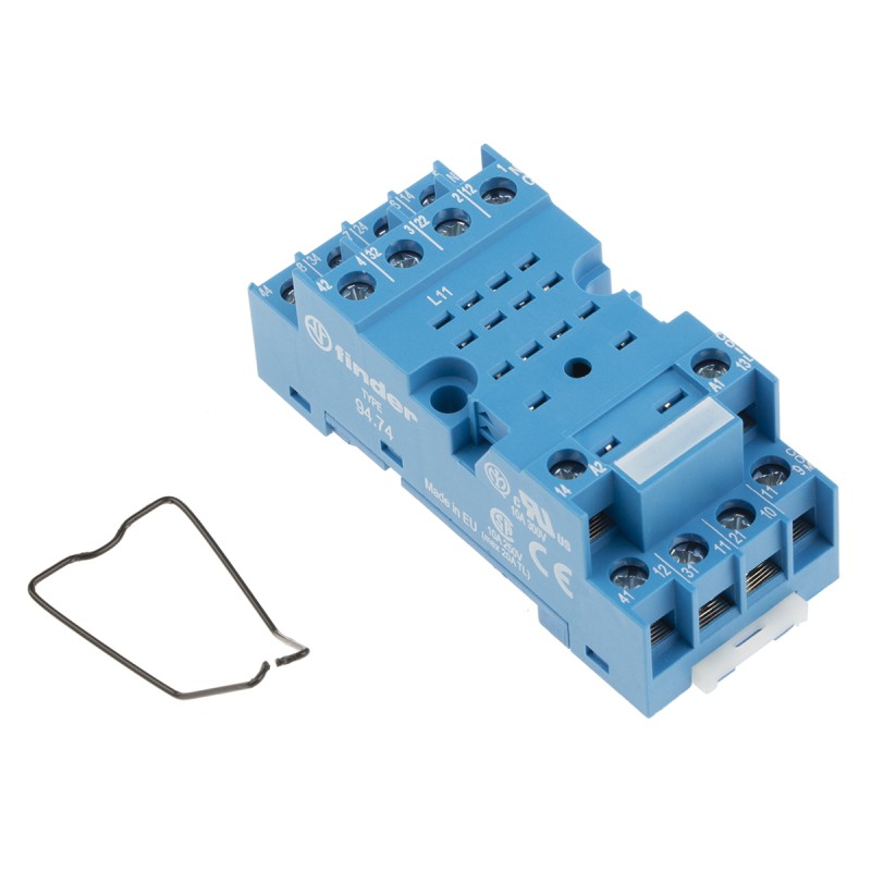 1 pcs - Finder 94 14 Pin 250V ac DIN Rail, Panel Mount Relay Socket, for use with 55.34 Series Relay