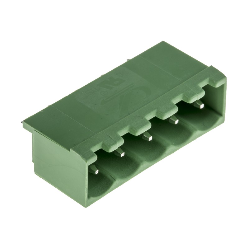 10 pcs - RS PRO 5.08mm Pitch 5 Way Pluggable Terminal Block, Header, Through Hole, Solder Termination
