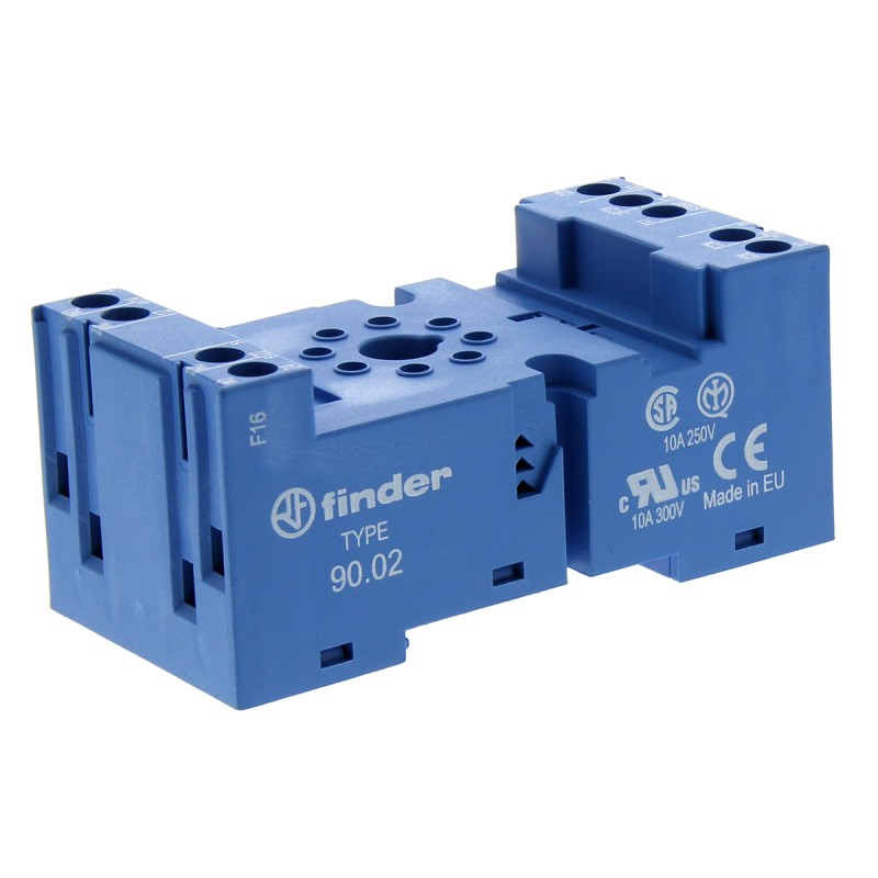 1 pcs - Finder 90 8 Pin 250V ac DIN Rail Relay Socket, for use with 60.12