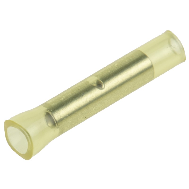 1 Pack of 100 - RS PRO Butt Splice Connector, Yellow, Insulated, Tin 26 - 22 AWG
