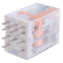 1 pcs - Relpol Plug In Power Relay, 24V dc Coil, 10A Switching Current, 3PDT