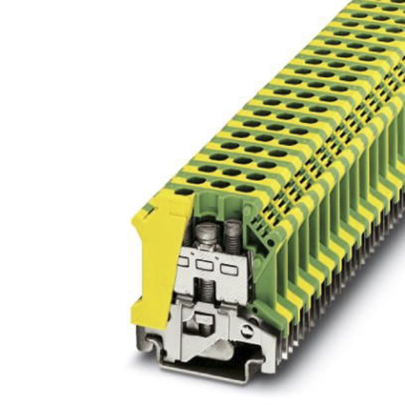 1 pcs - Phoenix Contact USLKG 10 Series Green, Yellow Feed Through Terminal Block, Single-Level, Screw Termination