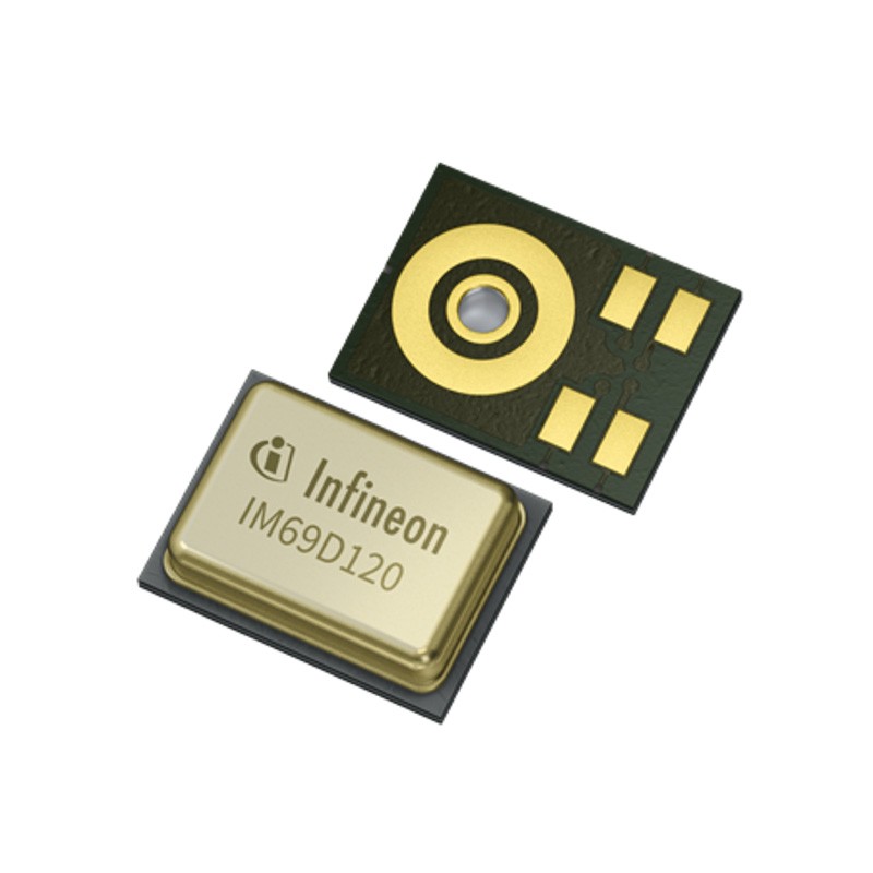 1 pcs : IM69D120V01XTSA1 - 20 Hz ~ 20 kHz Digital, PDM Microphone MEMS (Silicon) 1.62 V ~ 3.6 V Omnidirectional (-26dB ±1dB) Sol