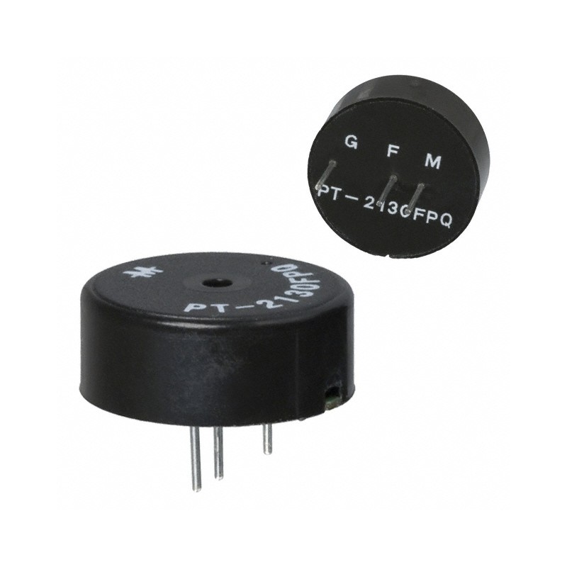 1 pcs : PT-2130FPQ - Buzzers Transducer, Externally Driven Piezo (with Feedback) 12 V 12mA 3kHz 80dB @ 12V, 30cm Through Hole PC