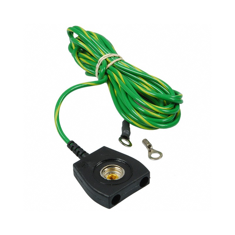 1 pcs : Desco 09820 - Cord (For Mats, Wrist Straps) 10' (3.05m) Green, Yellow Stripe