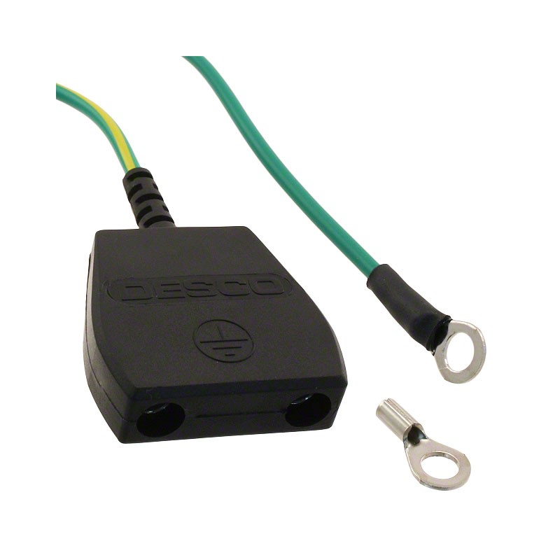 1 pcs : Desco 09825 - Cord (For Mats, Wrist Straps) 15' (4.57m) Green, Yellow Stripe