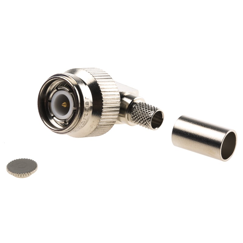 15 pcs - Telegartner, Plug Cable Mount TNC Connector, 50Ω, Crimp Termination, Right Angle Body