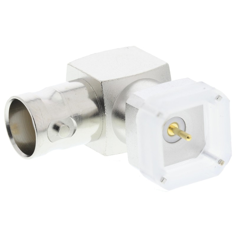1 pcs - Telegartner, jack PCB Mount BNC Connector, 50Ω, Through Hole Termination, Right Angle Body