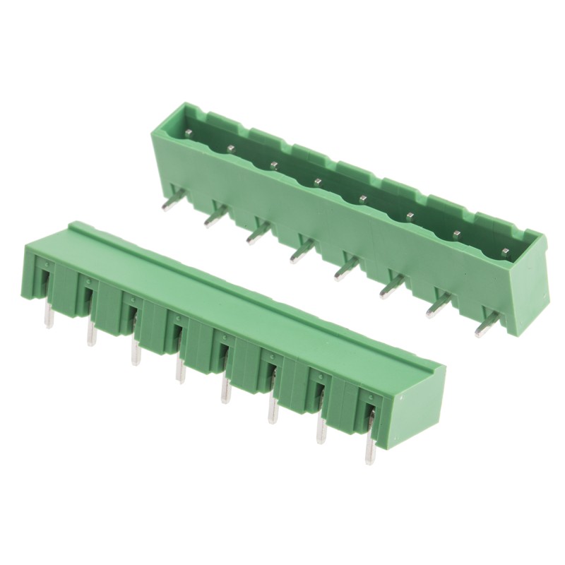 10 pcs - RS PRO 7.62mm Pitch 8 Way Right Angle Pluggable Terminal Block, Header, Through Hole, Solder Termination